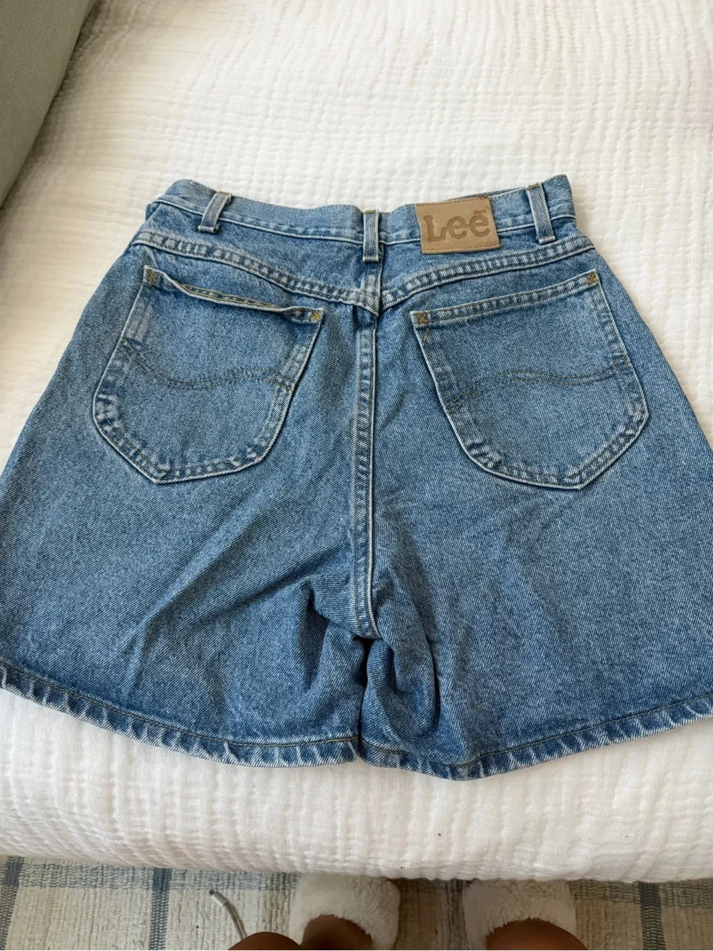 Lee Women's Light Blue Denim long Jean Shorts